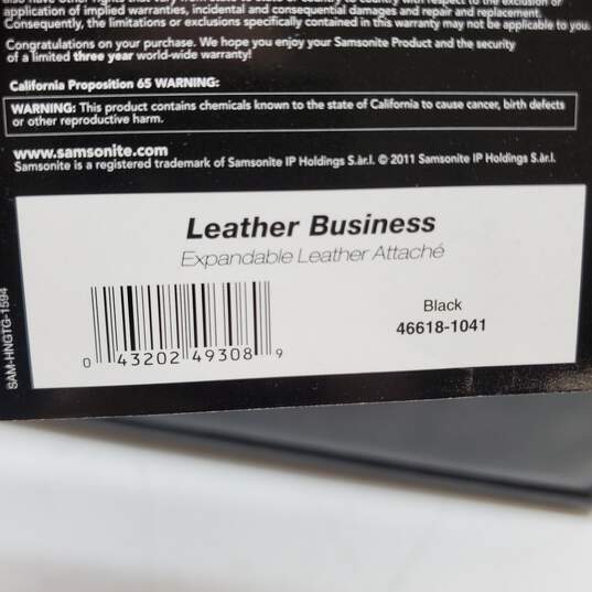 Samsonite Black Expandable Leather Attaché IOB image number 9