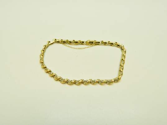 10K Yellow Gold 0.16 CTTW Diamond Tennis Bracelet 6.2g image number 2