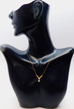 14K Yellow Gold Diamond Accent Pendant Necklace 1.1g