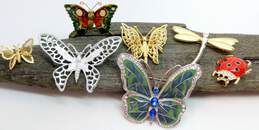 Vntg  & Modern Monet & Sarah Coventry cy Rhinestone & Enamel Insect Brooches