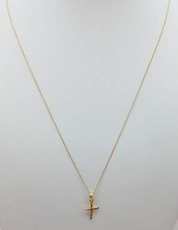 14K Yellow Gold Cross Pendant Necklace For Repair 1.4g