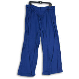 NWT Womens Blue Tie Waist Slash Pocket Wide Leg Ankle Pants Size XXL