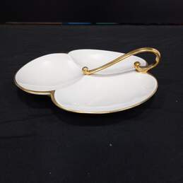 Pickard Clover Shaped Gold Accent Relish Dish with Handle #724