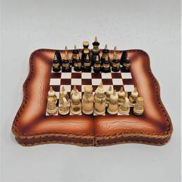 VNTG Unbranded Russian Chess and Backgammon Set w/ Leather Carrying Case alternative image