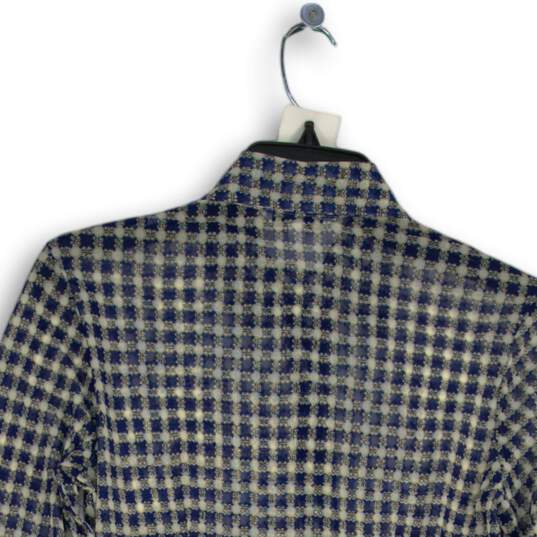 Cabi Womens Blue White Plaid Collared Long Sleeve Button-Up Shirt Size XS image number 4