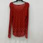 Lucky Brand Womens Red White Long Sleeve V-Neck Tunic Top Shirt Size Medium image number 2