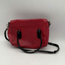 Womens Red Black Leather Inner Zip Pocket Double Handle Crossbody Bag alternative image