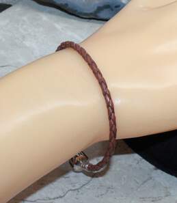 Pandora 7 1/8" Sterling Silver Brown Leather Bracelet