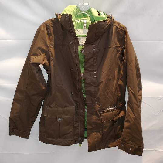 Burton Brown & Green Full Zip Hooded Chopper Jacket Size S image number 1
