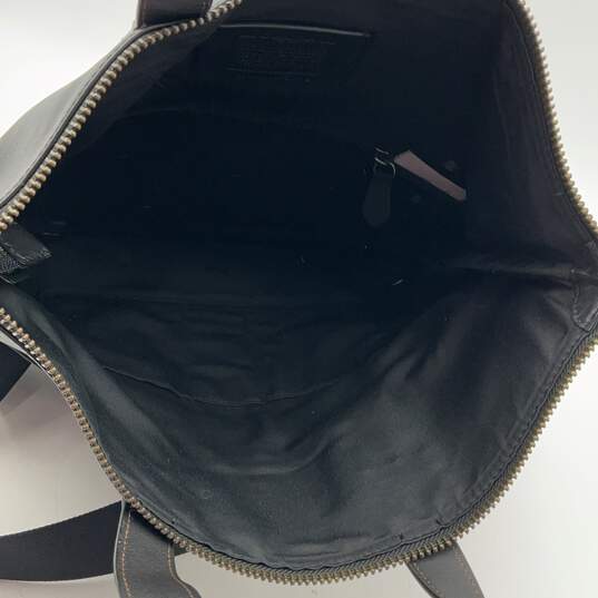 Coach Womens Black Leather Adjustable Strap Inner Pocket Messenger Bag Purse image number 6