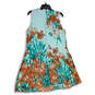 Womens Blue Orange Floral sleeveless Back Keyhole  A-Line Dress Size 12 image number 2