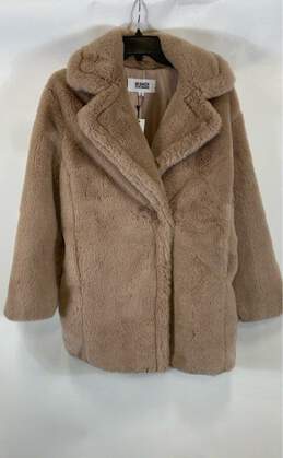NWT Steve Madden x BB Dakota Womens Brown Faux Fur Long Sleeves Overcoat Size S