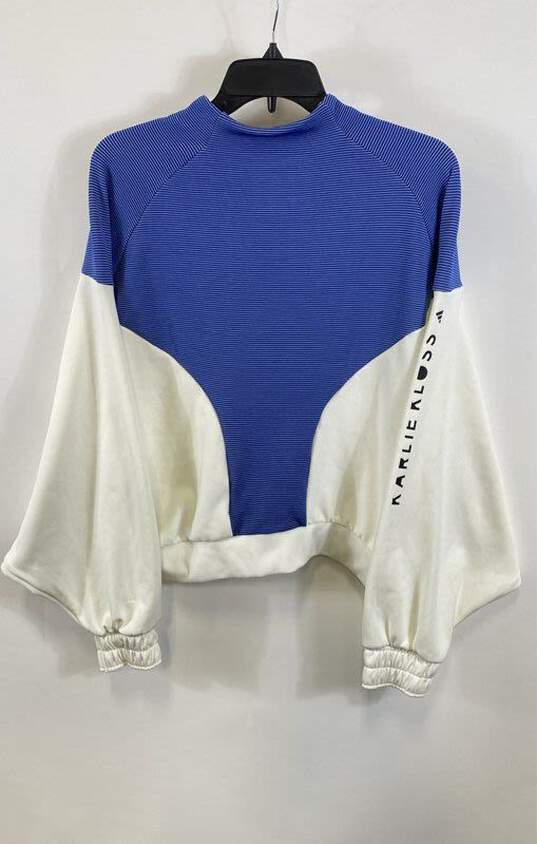 Adidas Womens Karlie Kloss Blue White Long Sleeve Full Zip Cover-Up Jacket Sz M image number 2