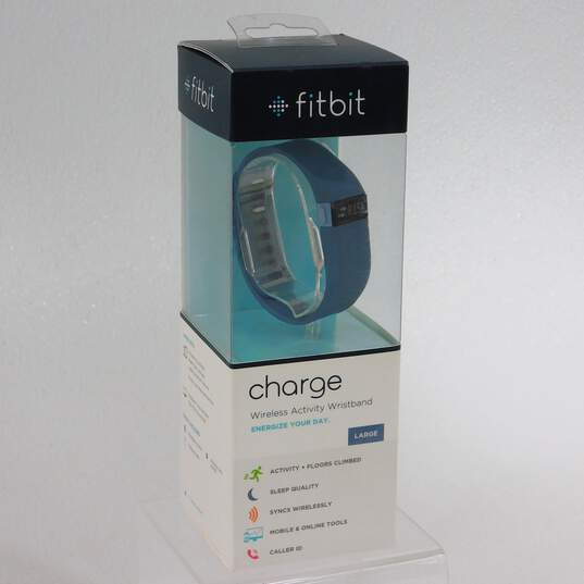 Sealed Fitbit Charge Wireless Activity Wristband Blue Large FB404SLL image number 1