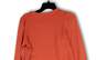 NWT Womens Orange Round Neck Puff Sleeve Raw Hem Pullover Sweatshirt Size S image number 4