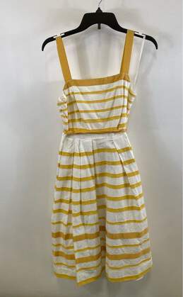 NWT Moulinette Soeurs Womens White Yellow Striped Summer A-Line Midi Dress Sz 4