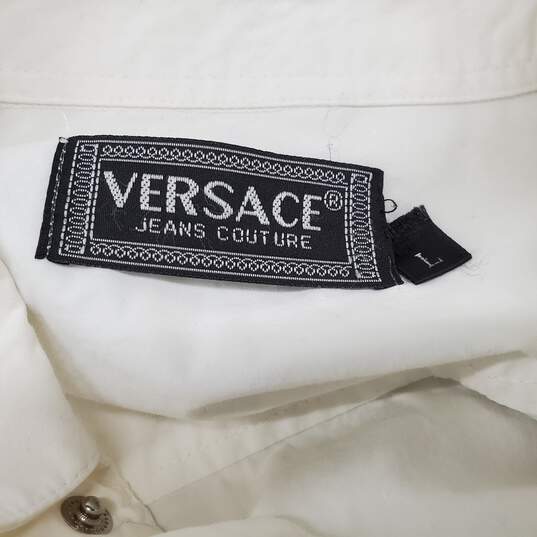 Versace Jeans Couture Men's White Snap Long Sleeve Dress Shirt Size L - AUTHENTICATED image number 4