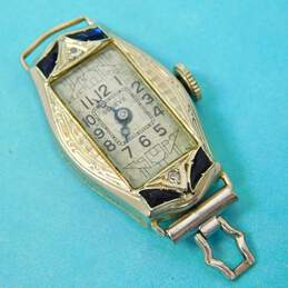 Antique Deco 18k White Gold Geneve Diamond Accent 15 Jewels Watch 10.5g