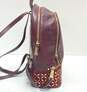 Michael Kors Rhea Floral Burgundy Studded Leather Backpack Bag image number 6