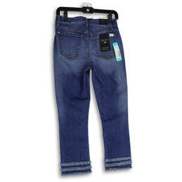 NWT Womens Blue Denim Medium Wash Fringed Hem Cropped Jeans Size 2 alternative image