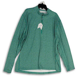 NWT Mens Green 1/4 Zip Geometric Pullover Golf Athletic Jacket Size 2XL