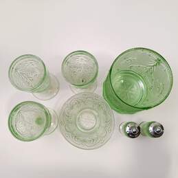 Set of 7 Assorted Vintage Green Depression Glass Dishes alternative image