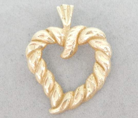 14K Yellow Gold Textured Heart Pendant 2.3g image number 2