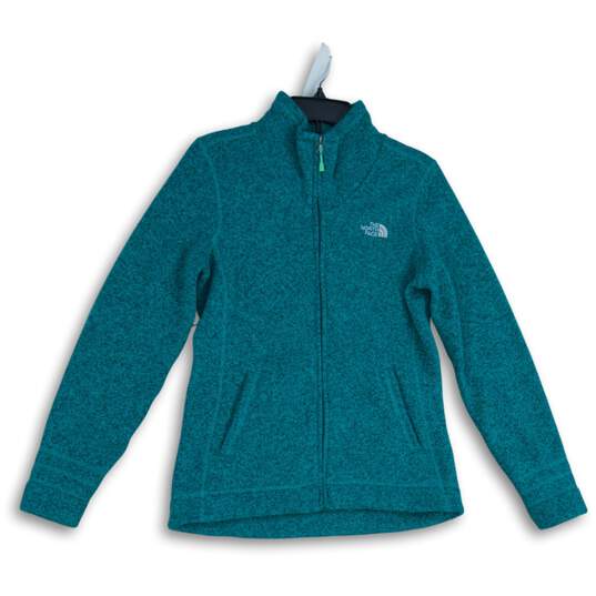 The North Face Womens Better Sweater Blue Fleece Mock Neck Full Zip Jacket Sz M image number 1