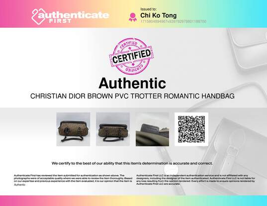 Authentic Christian Dior Brown PVC Trotter Romantic Handbag image number 8