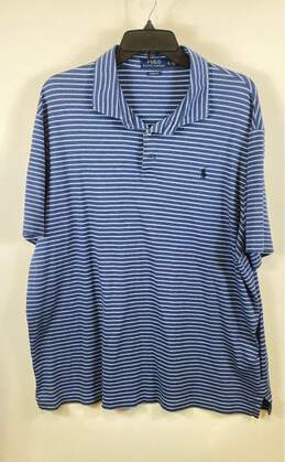 Polo Ralph Lauren Mens Blue White Striped Cotton Classic Fit Polo Shirt Size XL