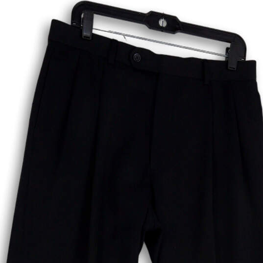 Womens Black Pleated Front Slash Pocket Straight Leg Ankle Pants Size 33S image number 3
