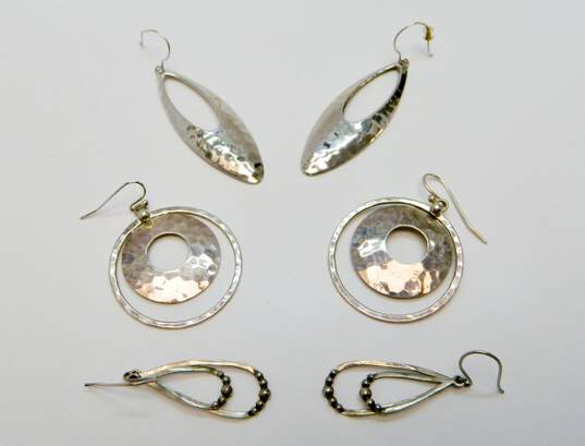 ATI & Artisan 925 Hammered Textured Pointed Nested Circles & Granulated Teardrops Drop Earrings Variety 19.6g image number 1