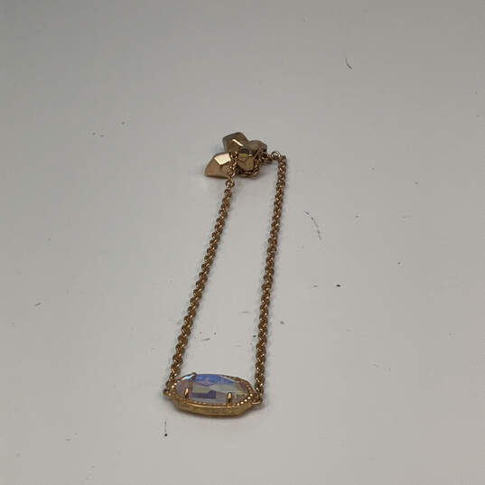 Designer Kendra Scott Gold-Tone Shiny Crystal Cut Adjustable Chain Bracelet image number 3