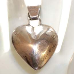 Artisan JMc Signed Sterling Silver Southwestern Heart Pendant alternative image