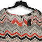 NWT Womens Multicolor Chevron Round Neck Cap Sleeve Blouse Top Size 2 image number 3
