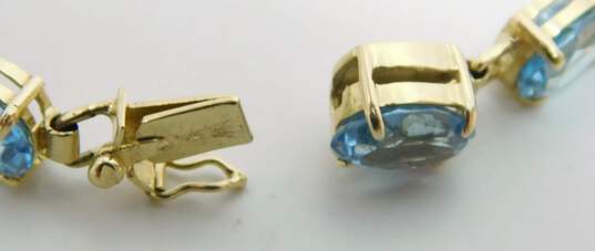 14K Yellow Gold Oval Blue Topaz Tennis Bracelet 8.5g image number 2