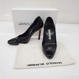 Manolo Blahnik Women's Sofimu Black Leather Pumps Size 37.5 EU | 7 US