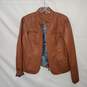 Jou Jou Faux Leather Full Zip Brown Jacket Size L image number 1
