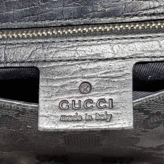 Gucci Monogram Black Canvas Small Horsebit Chain Flap Hand Bag AUTHENTICATED image number 4