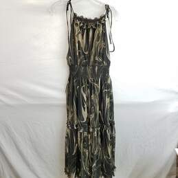 Banana Republic Olive Green Marbled Polyester Maxi Dress Size XS