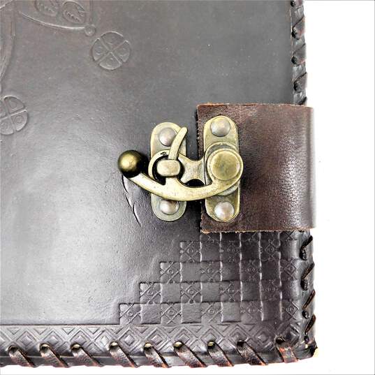 Large Embossed Leather Chakra Stone Accent Sketch Book Journal Grimoire Book image number 5