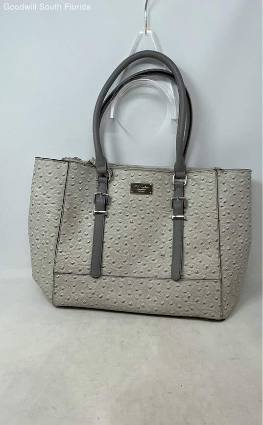 G By Guess Womens Gray Ostrich Embossed Leather Snap Shoulder Tote Bag image number 1