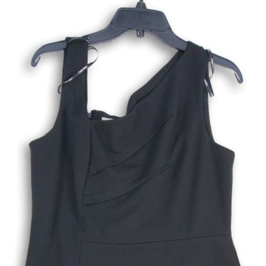 NWT Calvin Klein Womens Black Asymmetrical Neck Sleeveless Mini Dress Size 12 image number 3
