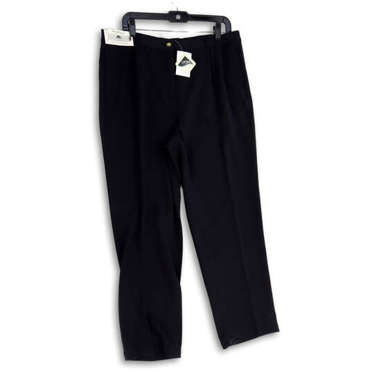 NWT Womens Black Pleated Slash Pocket Straight Leg Dress Pants Size 16p image number 1