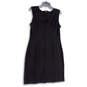Womens Black Round Neck Sleeveless Back Zip Short Sheath Dress Size 10 image number 2
