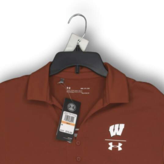 NWT Under Armour Womens Polo Shirt Wisconsin Badgers NCAA Football Red Size SM image number 3