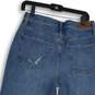 NWT Express Womens Blue Denim Medium Wash High Rise Distressed Mom Jeans Size 8R image number 4