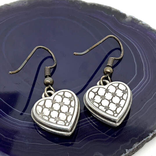 Designer Brighton Silver-Tone Enchanted Hearts Dangle Earrings w/ Box image number 1