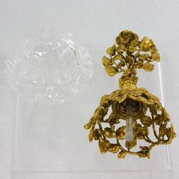 Vintage Matson Gold Ormolu Rose Filigree Glass Perfume Bottle w/ Dauber alternative image