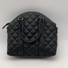 Steve Madden Womens Top Handle Handbag Quilted Zipper Black Leather alternative image